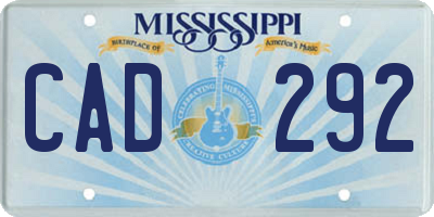 MS license plate CAD292