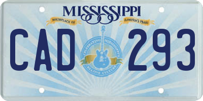 MS license plate CAD293