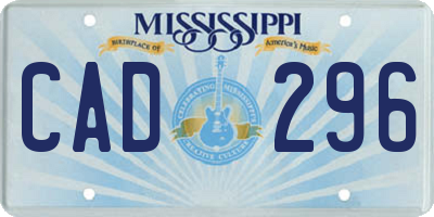MS license plate CAD296