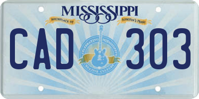 MS license plate CAD303
