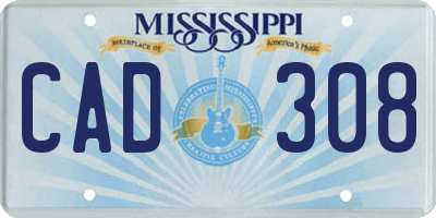 MS license plate CAD308