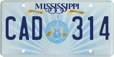 MS license plate CAD314