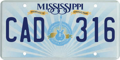 MS license plate CAD316
