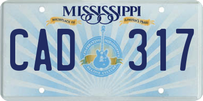 MS license plate CAD317