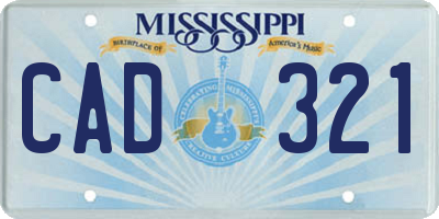 MS license plate CAD321
