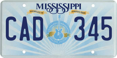 MS license plate CAD345