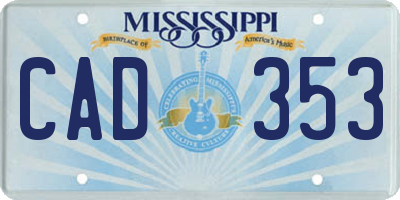 MS license plate CAD353