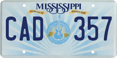 MS license plate CAD357