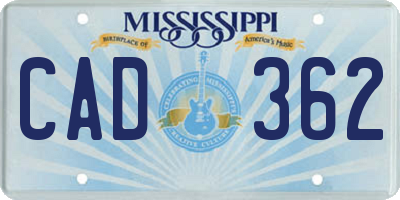 MS license plate CAD362