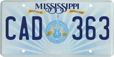MS license plate CAD363