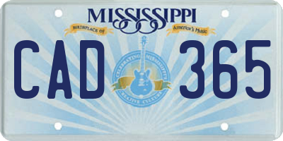 MS license plate CAD365