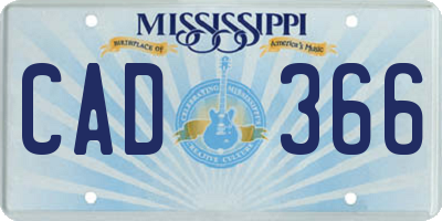 MS license plate CAD366