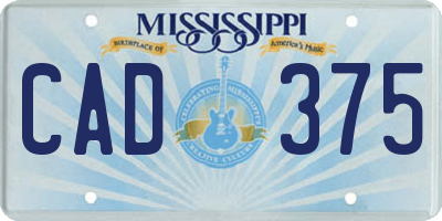 MS license plate CAD375