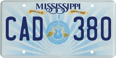 MS license plate CAD380