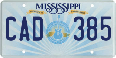 MS license plate CAD385