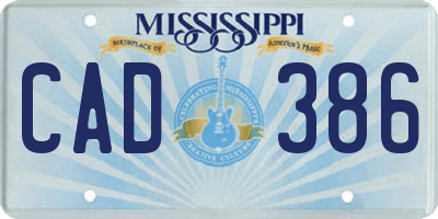 MS license plate CAD386