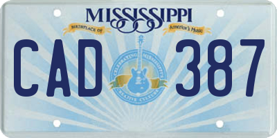MS license plate CAD387
