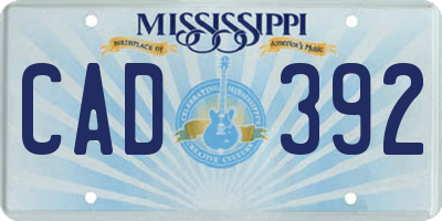 MS license plate CAD392