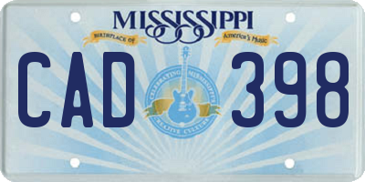 MS license plate CAD398