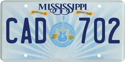 MS license plate CAD702