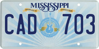 MS license plate CAD703