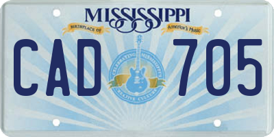 MS license plate CAD705