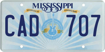 MS license plate CAD707