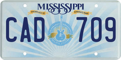MS license plate CAD709