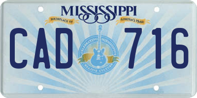 MS license plate CAD716
