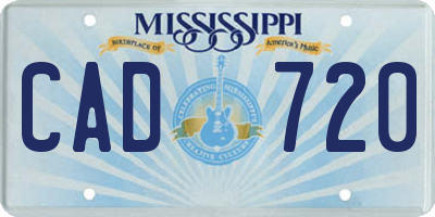 MS license plate CAD720