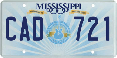 MS license plate CAD721