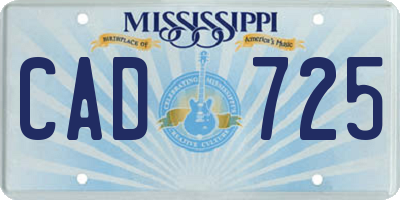 MS license plate CAD725