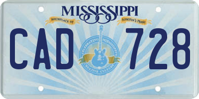 MS license plate CAD728