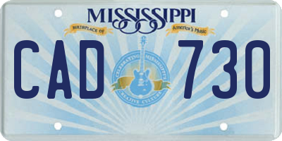 MS license plate CAD730