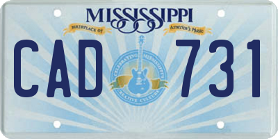 MS license plate CAD731