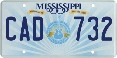 MS license plate CAD732