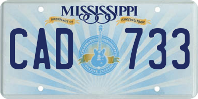 MS license plate CAD733