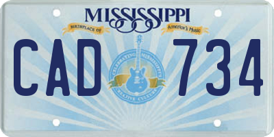 MS license plate CAD734