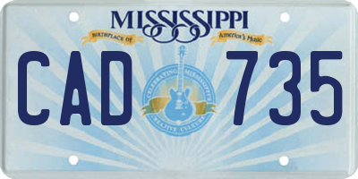 MS license plate CAD735