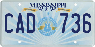 MS license plate CAD736