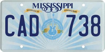 MS license plate CAD738