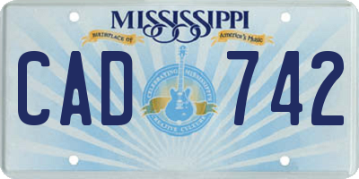 MS license plate CAD742