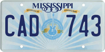 MS license plate CAD743