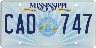MS license plate CAD747