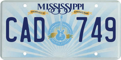 MS license plate CAD749