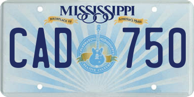 MS license plate CAD750
