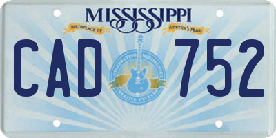 MS license plate CAD752