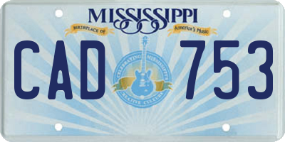MS license plate CAD753