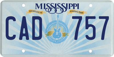 MS license plate CAD757