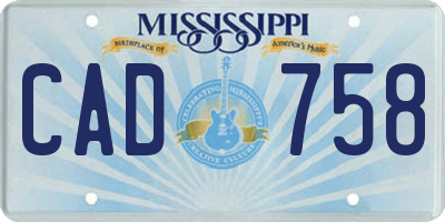 MS license plate CAD758